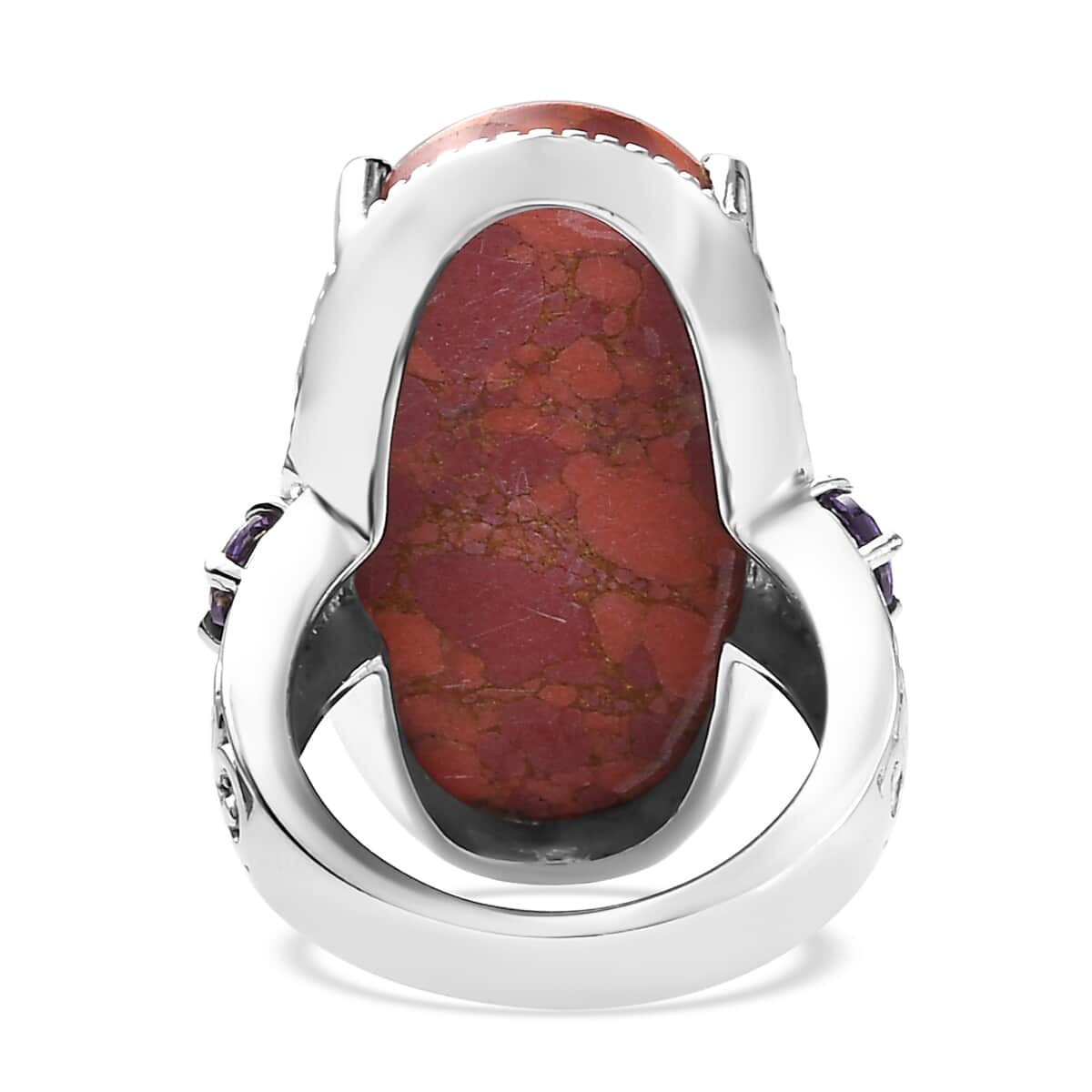 Mojave Orange Turquoise and Simulated Purple Diamond 19.30 ctw Ring in Stainless Steel (Size 7.0) image number 4