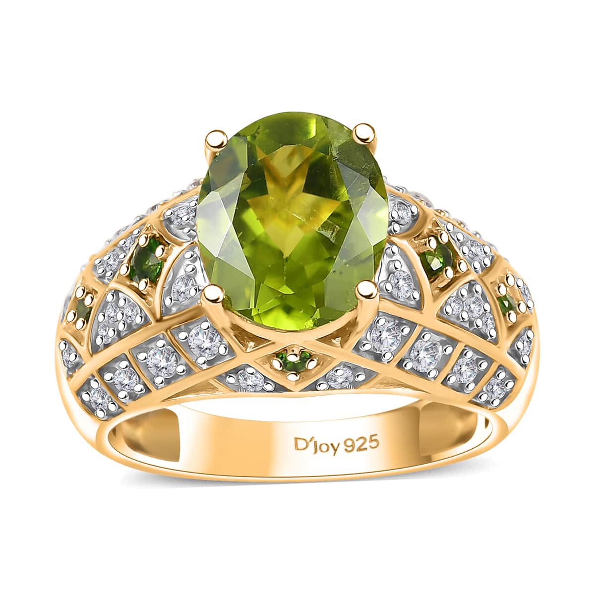 Premium Peridot, Multi Gemstone Ring in 18K Vermeil YG Over Sterling Silver (Size 10.0) 3.30 ctw image number 0