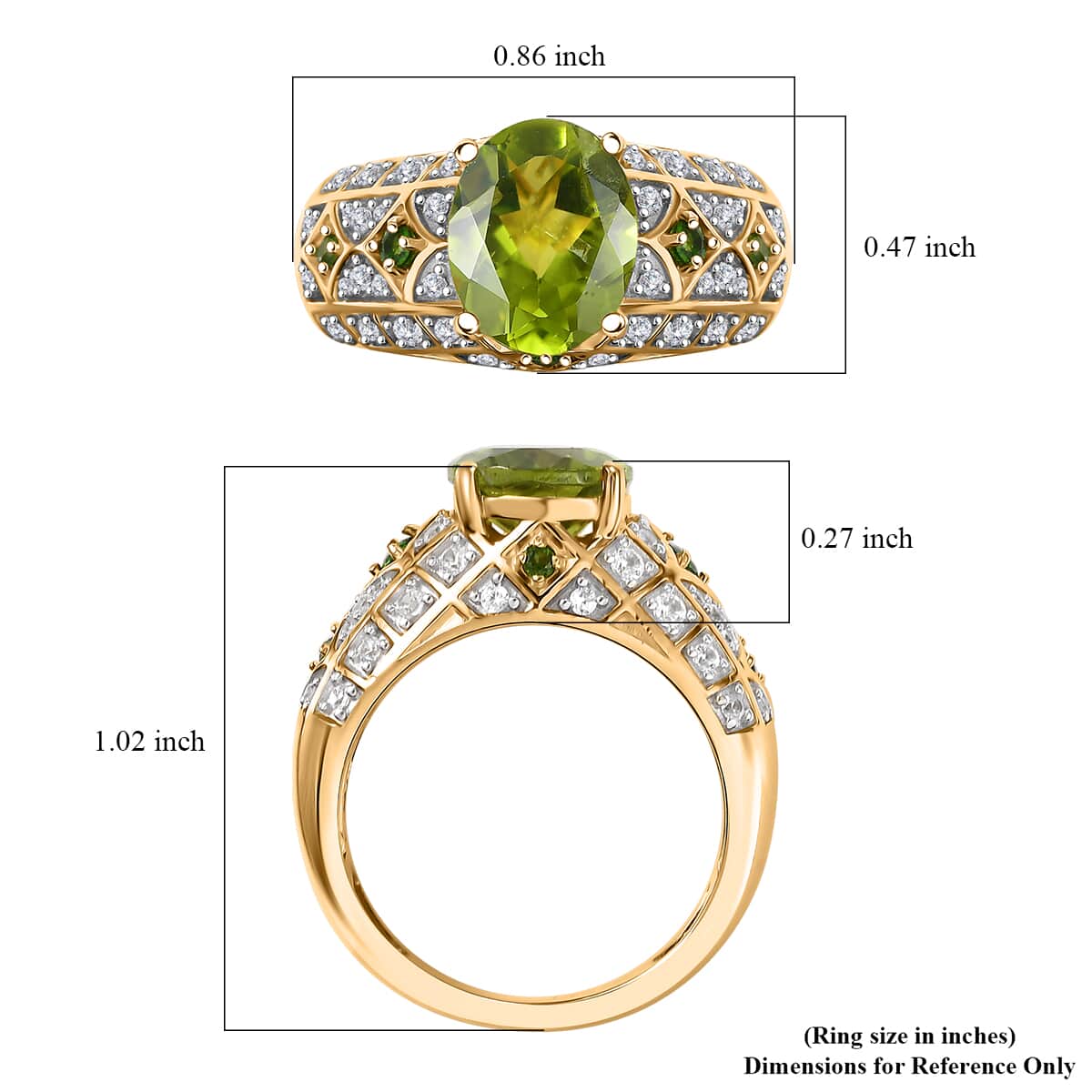 Premium Peridot, Multi Gemstone Ring in 18K Vermeil YG Over Sterling Silver (Size 10.0) 3.30 ctw image number 5