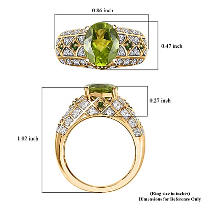 Premium Hebei Peridot and Multi Gemstone 3.30 ctw Vintage Architecture Ring in 18K Vermeil Yellow Gold Over Sterling Silver (Size 10.0)