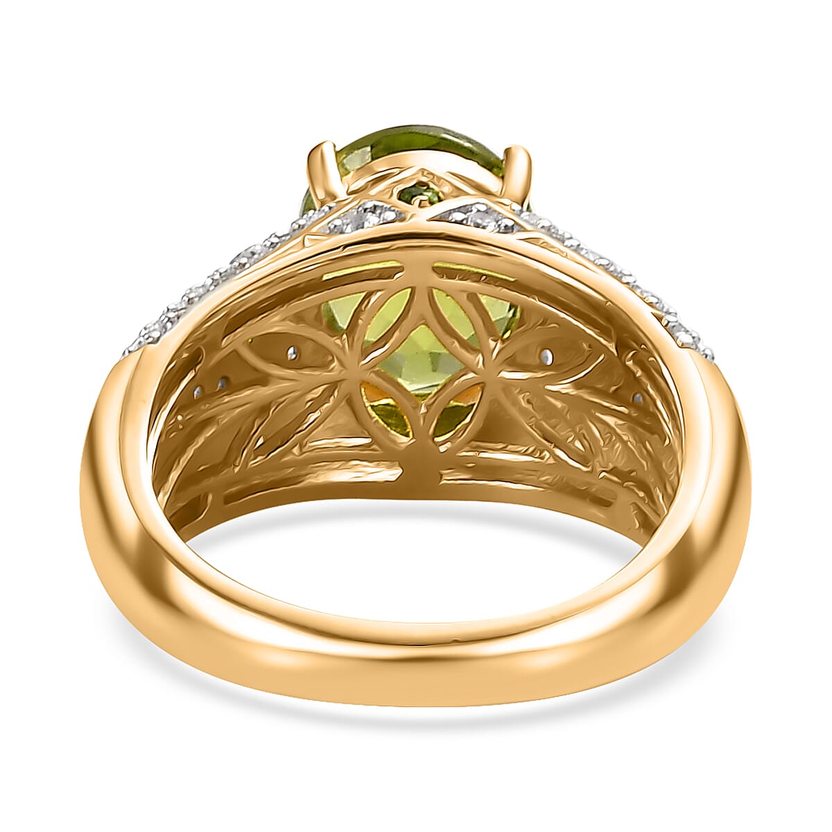 Premium Hebei Peridot and Multi Gemstone 3.30 ctw Vintage Architecture Ring in 18K Vermeil Yellow Gold Over Sterling Silver (Size 9.0) image number 4