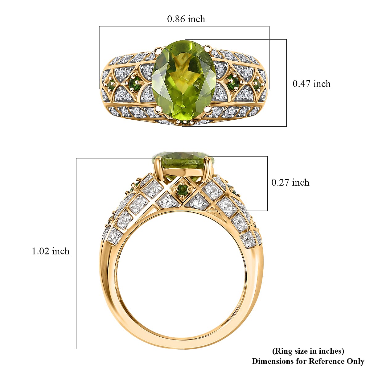Premium Hebei Peridot and Multi Gemstone 3.30 ctw Vintage Architecture Ring in 18K Vermeil Yellow Gold Over Sterling Silver (Size 9.0) image number 5