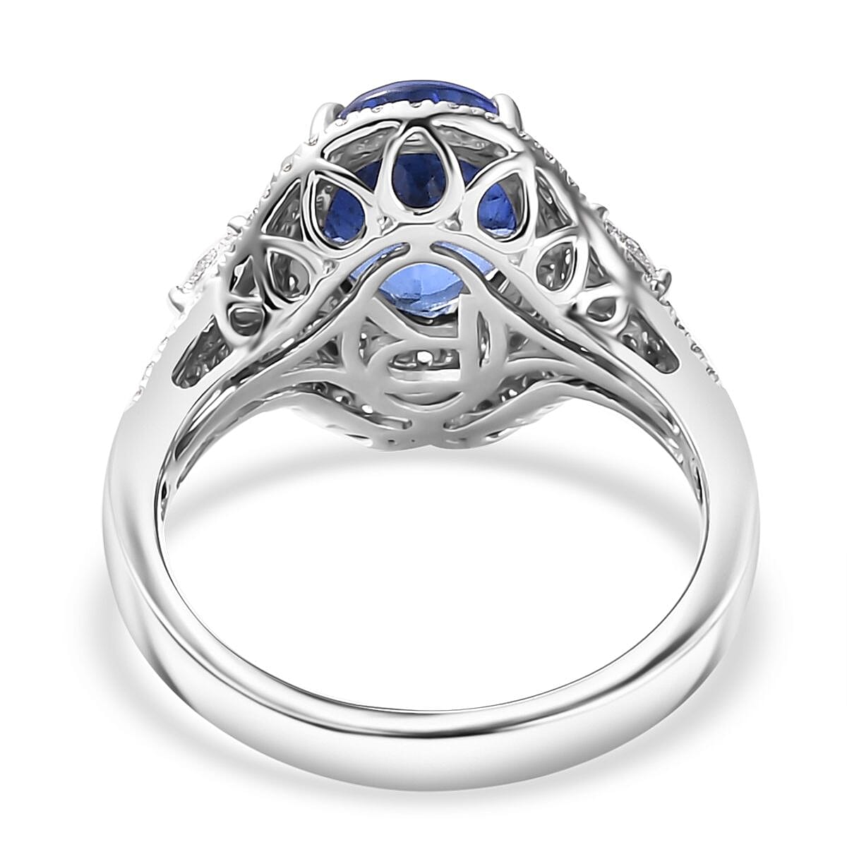 Rhapsody AAAA Tanzanite, Paraiba Tourmaline and E-F VS2 Diamond 3.70 ctw Ring in 950 Platinum (Size 6.0) 8.60 Grams