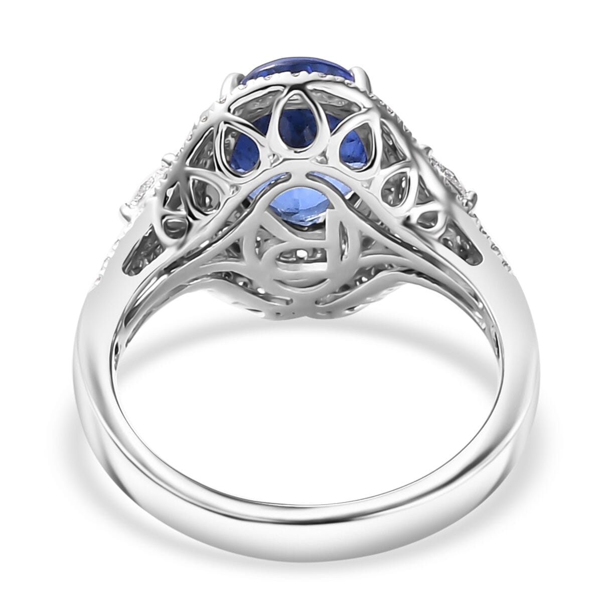 Rhapsody AAAA Tanzanite, Paraiba Tourmaline and E-F VS2 Diamond 3.70 ctw Ring in 950 Platinum (Size 6.0) 8.60 Grams image number 4