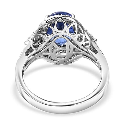 Rhapsody AAAA Tanzanite, Paraiba Tourmaline and E-F VS2 Diamond 3.70 ctw Ring in 950 Platinum (Size 6.0) 8.60 Grams