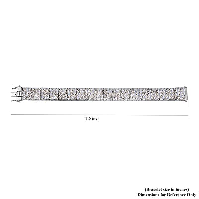 D'Joy Premium Moon Glow Moonstone and White Zircon 29.00 ctw Carpet of Stars Bracelet in Rhodium Over Sterling Silver (7.25 In)