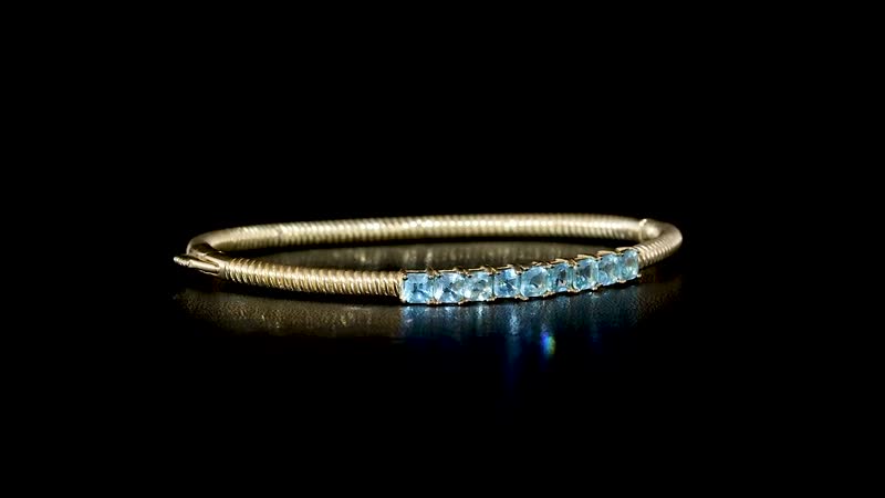 Karis Betroka Blue Apatite Bangle Bracelet in 18K YG Plated (6.50 In) 3.30 ctw