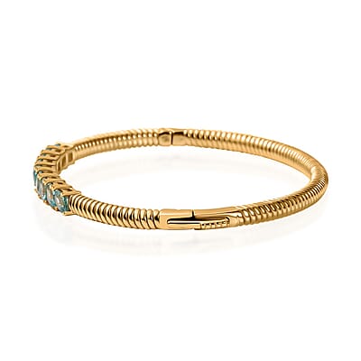Karis Betroka Blue Apatite 3.30 ctw Bangle Bracelet in 18K Yellow Gold Plated (6.50 In)