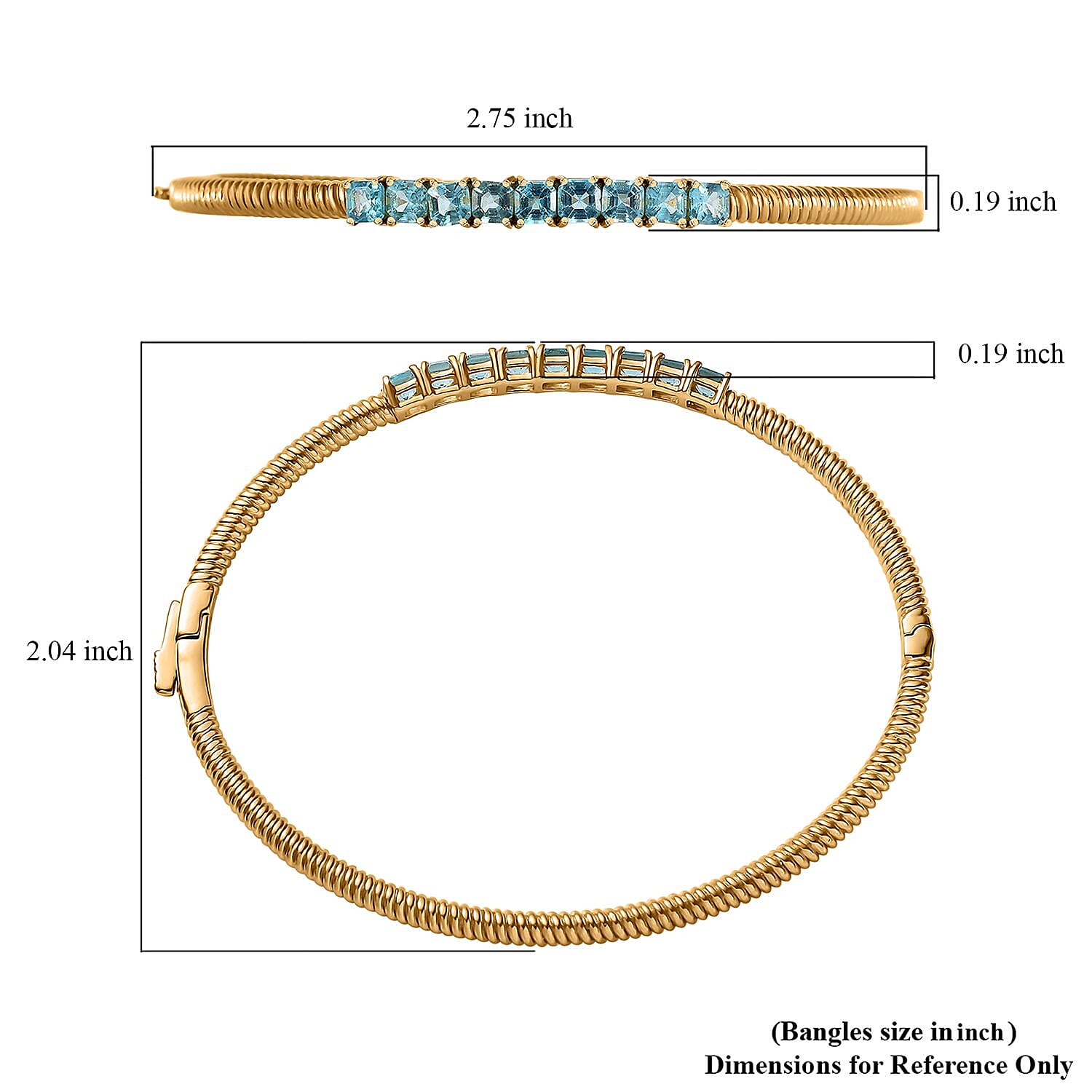Karis Betroka Blue Apatite 3.30 ctw Bangle Bracelet in 18K Yellow Gold Plated (6.50 In)