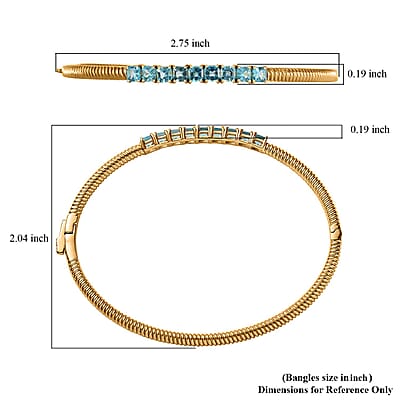 Karis Betroka Blue Apatite 3.30 ctw Bangle Bracelet in 18K Yellow Gold Plated (6.50 In)