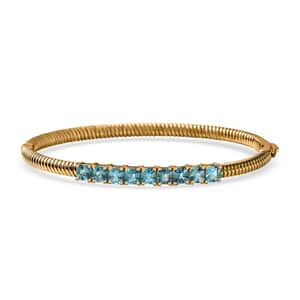 Karis Betroka Blue Apatite 3.30 ctw Bangle Bracelet in 18K Yellow Gold Plated (7.25 In)