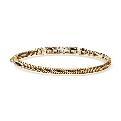 Karis Betroka Blue Apatite 3.30 ctw Bangle Bracelet in 18K Yellow Gold Plated (7.25 In)