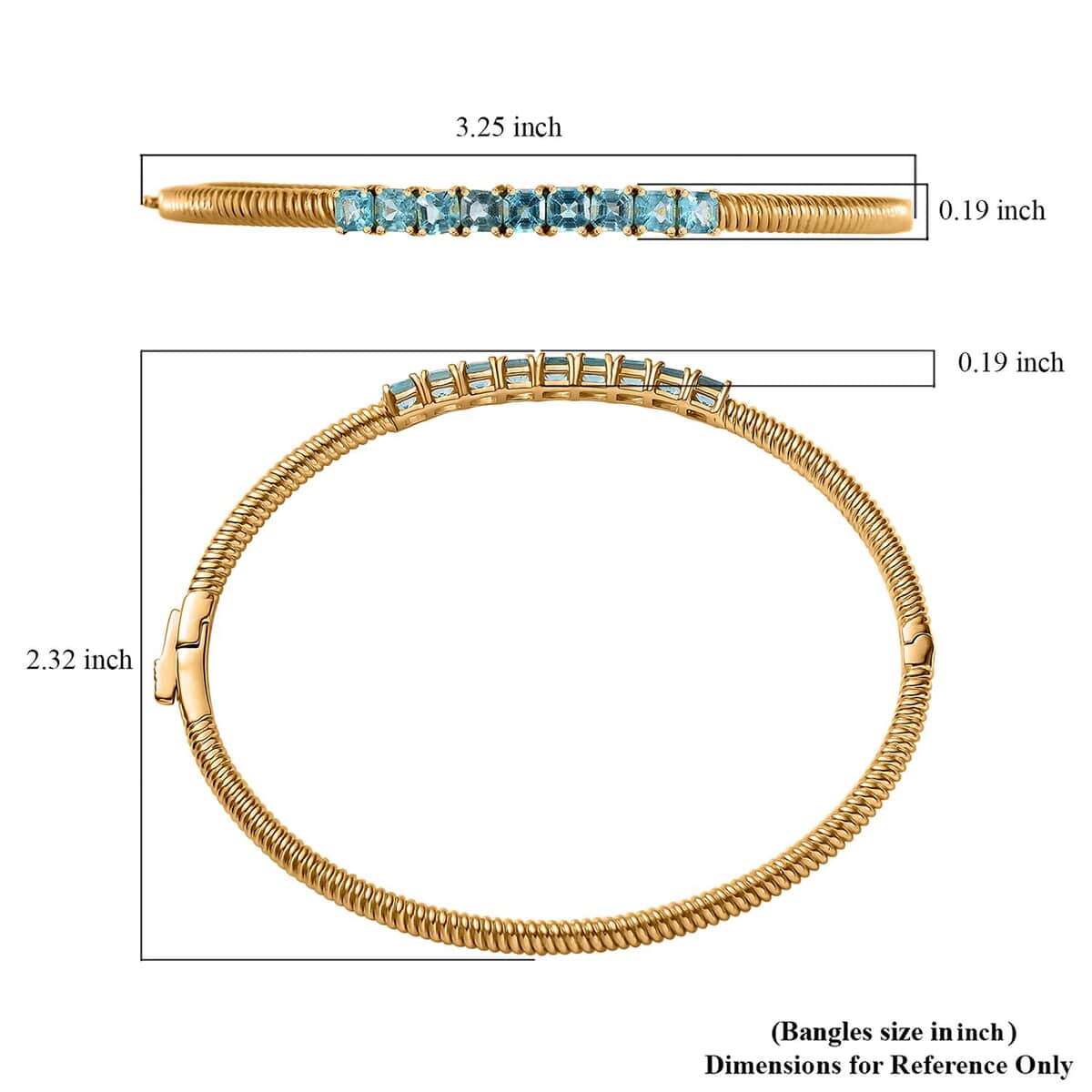 Karis Betroka Blue Apatite 3.30 ctw Bangle Bracelet in 18K Yellow Gold Plated (7.25 In) image number 5