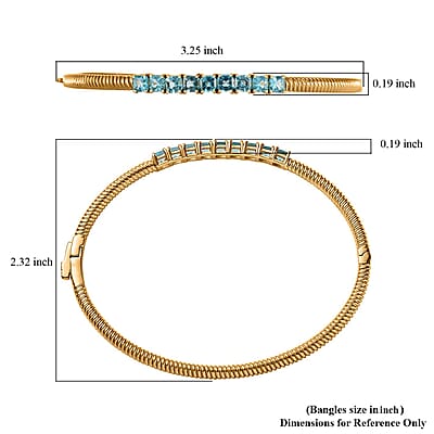 Karis Betroka Blue Apatite 3.30 ctw Bangle Bracelet in 18K Yellow Gold Plated (7.25 In)