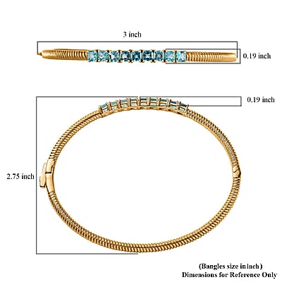 Karis Betroka Blue Apatite 3.30 ctw Bangle Bracelet in 18K Yellow Gold Plated (8.00 In)