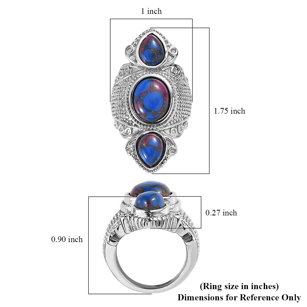 Mojave Purple Turquoise 7.65 ctw Ring in Stainless Steel (Size 7.0)  image number 5