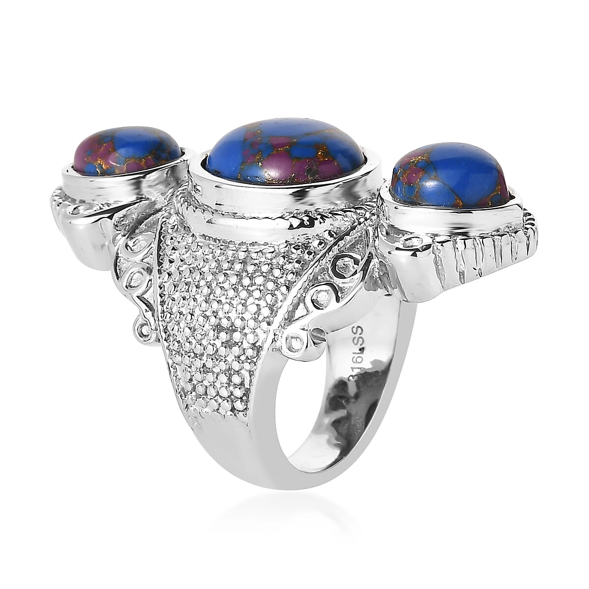 Mojave Purple Turquoise 7.65 ctw Ring in Stainless Steel (Size 9.0)  image number 3