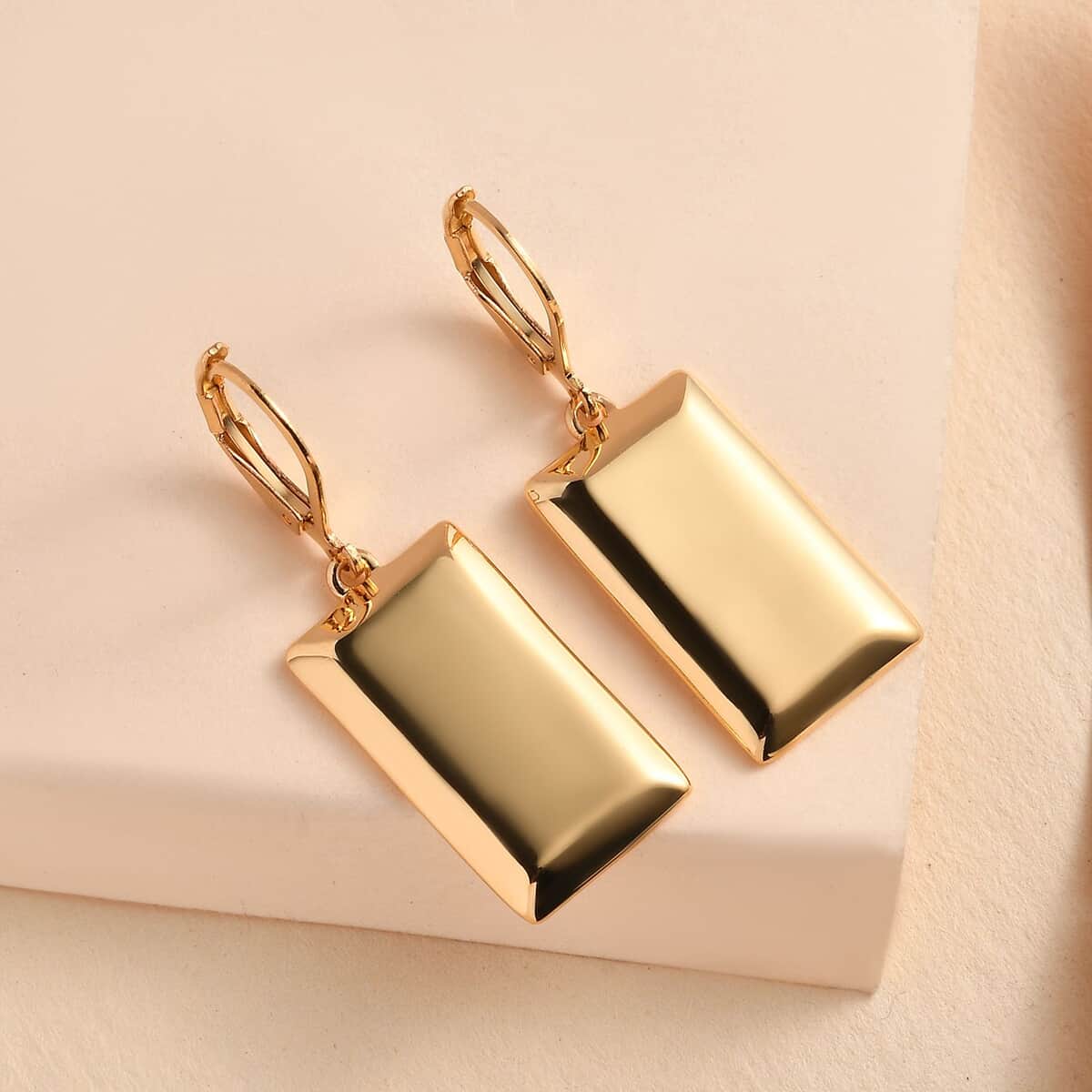 Lever Back Bar Earrings in 18K YG Plated Stainless Steel image number 1