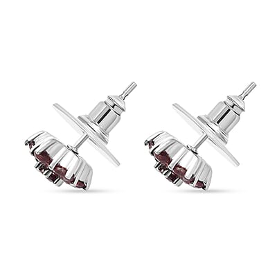 EverTrue Mozambique Garnet 2.25 ctw Floral Stud Earrings in Stainless Steel