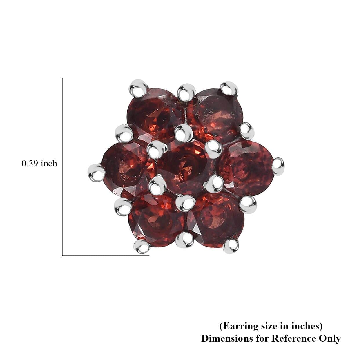 Mozambique Garnet 2.15 ctw Floral Stud Earrings in Stainless Steel image number 4