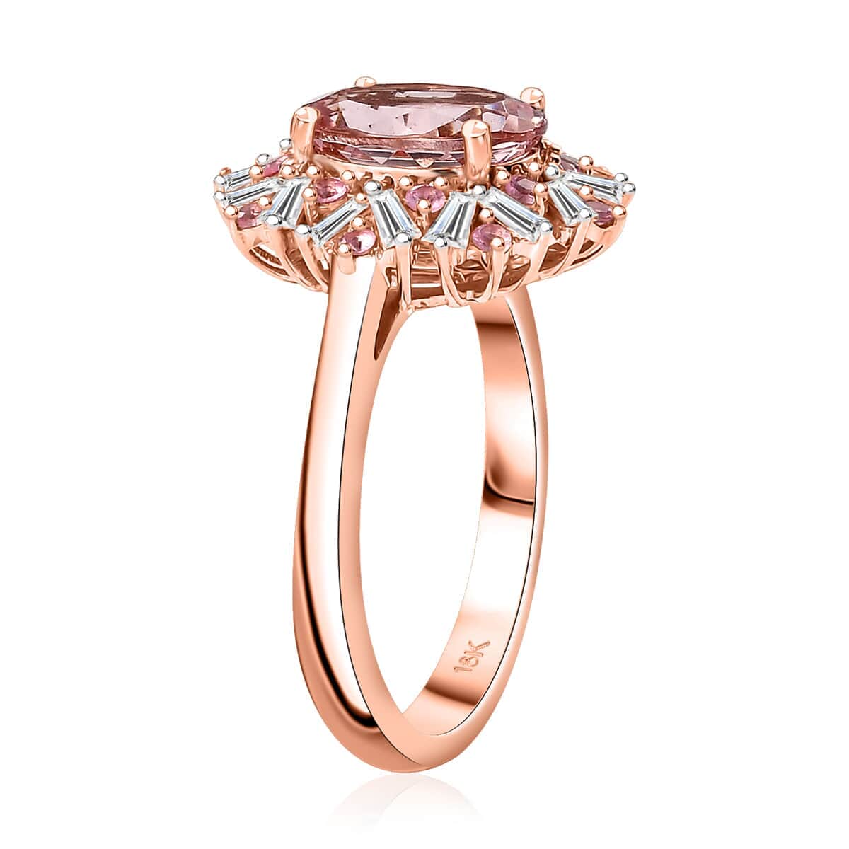 Iliana AAA Pink Morganite, Mahenge Spinel and G-H SI Diamond 2.50 ctw Ring in 18K Rose Gold (Size 6.0) 4.70 Grams image number 3