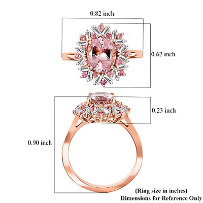 Iliana AAA Pink Morganite, Mahenge Spinel and G-H SI Diamond 2.50 ctw Ring in 18K Rose Gold (Size 6.0) 4.70 Grams