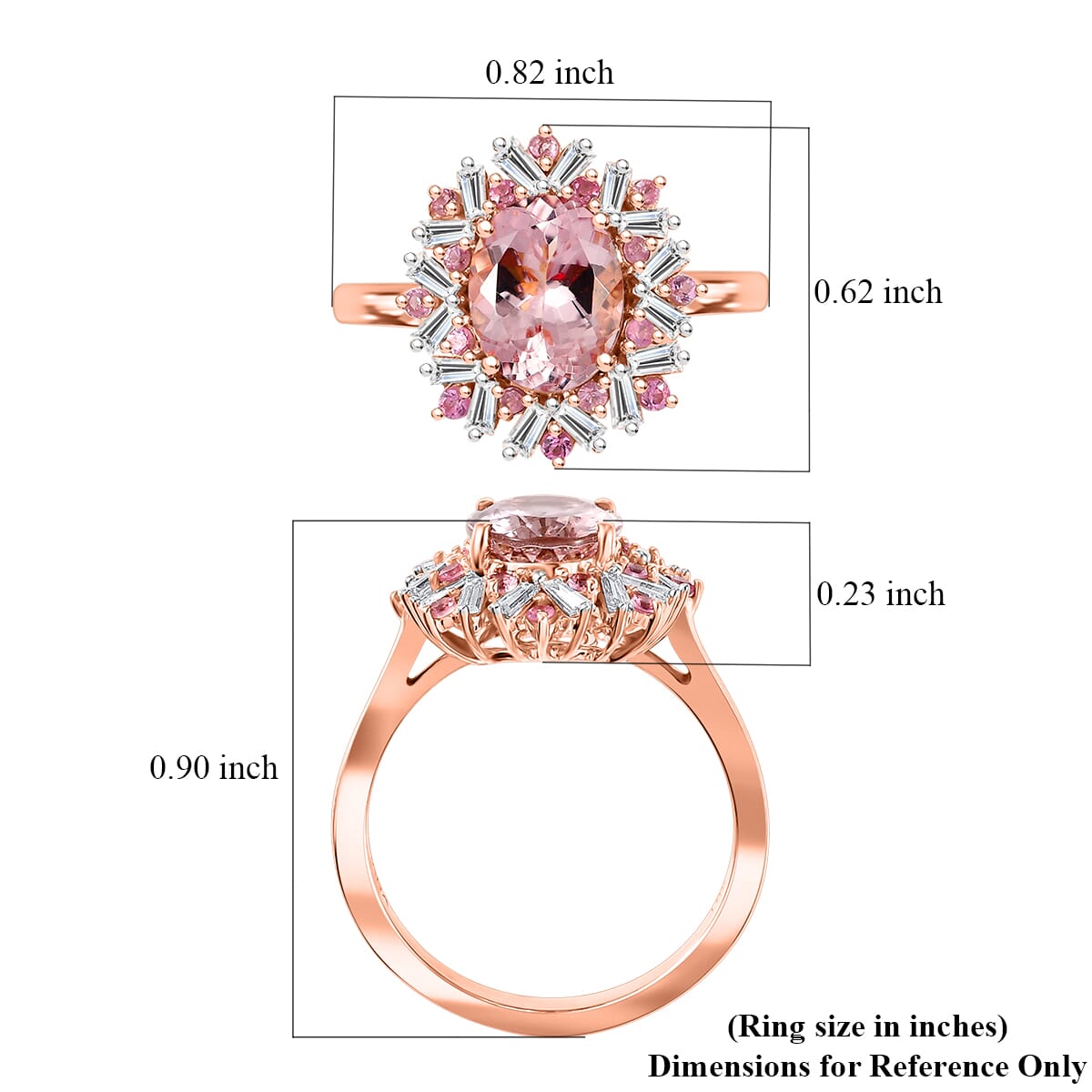 Iliana AAA Pink Morganite, Mahenge Spinel and G-H SI Diamond 2.50 ctw Ring in 18K Rose Gold (Size 7.0) 4.70 Grams image number 5