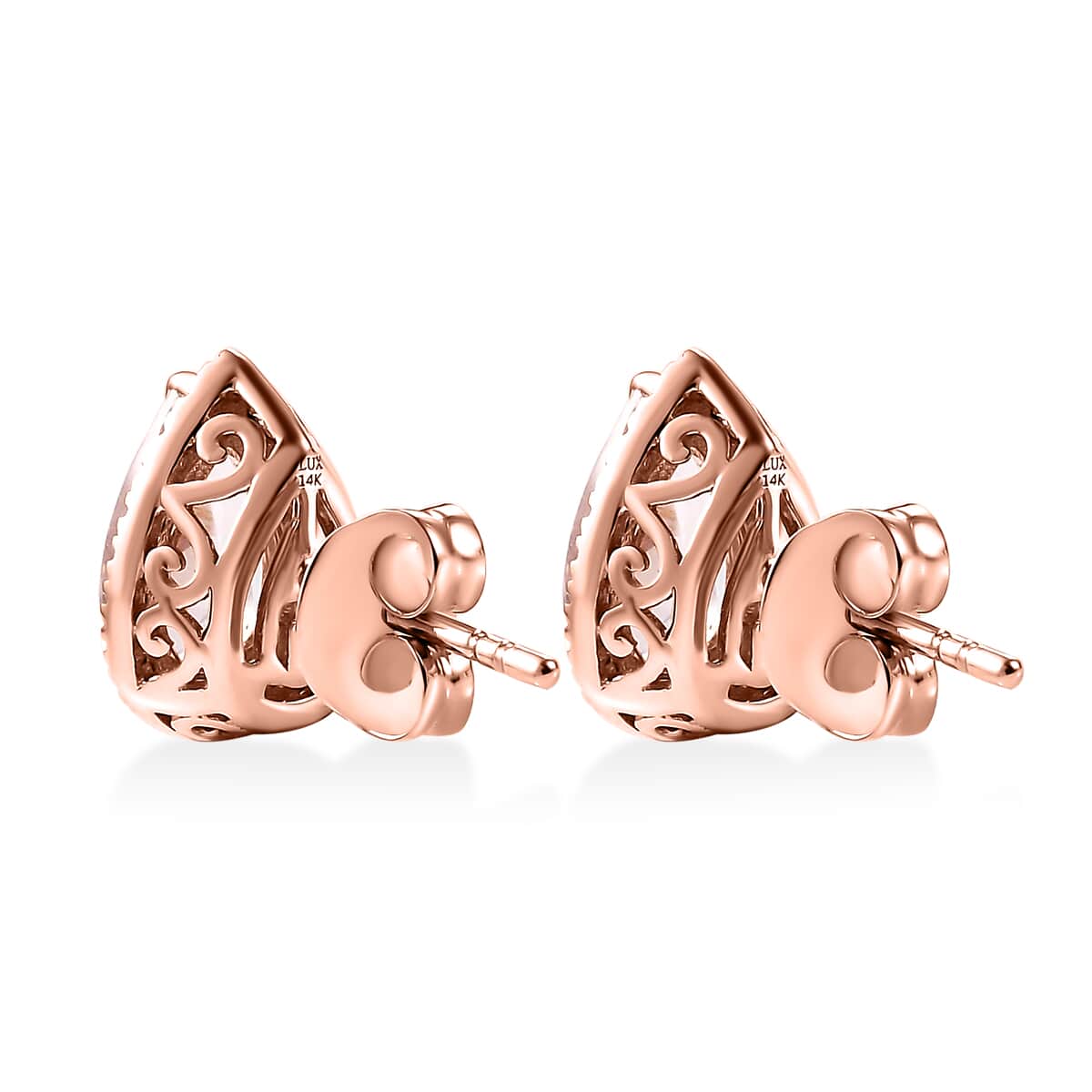 By Tony Diniz Luxoro AAAA Pink Morganite and G-H I2 Diamond 1.83 ctw Stud Earrings in 14K Rose Gold image number 4