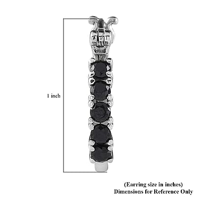 EverTrue Thai Black Spinel 1.50 ctw Hoop Earrings in Stainless Steel 