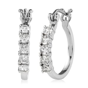 EverTrue White Zircon 1.75 ctw Hoop Earrings in Stainless Steel