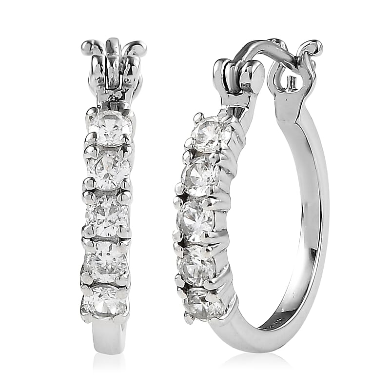 EverTrue White Zircon 1.75 ctw Hoop Earrings in Stainless Steel