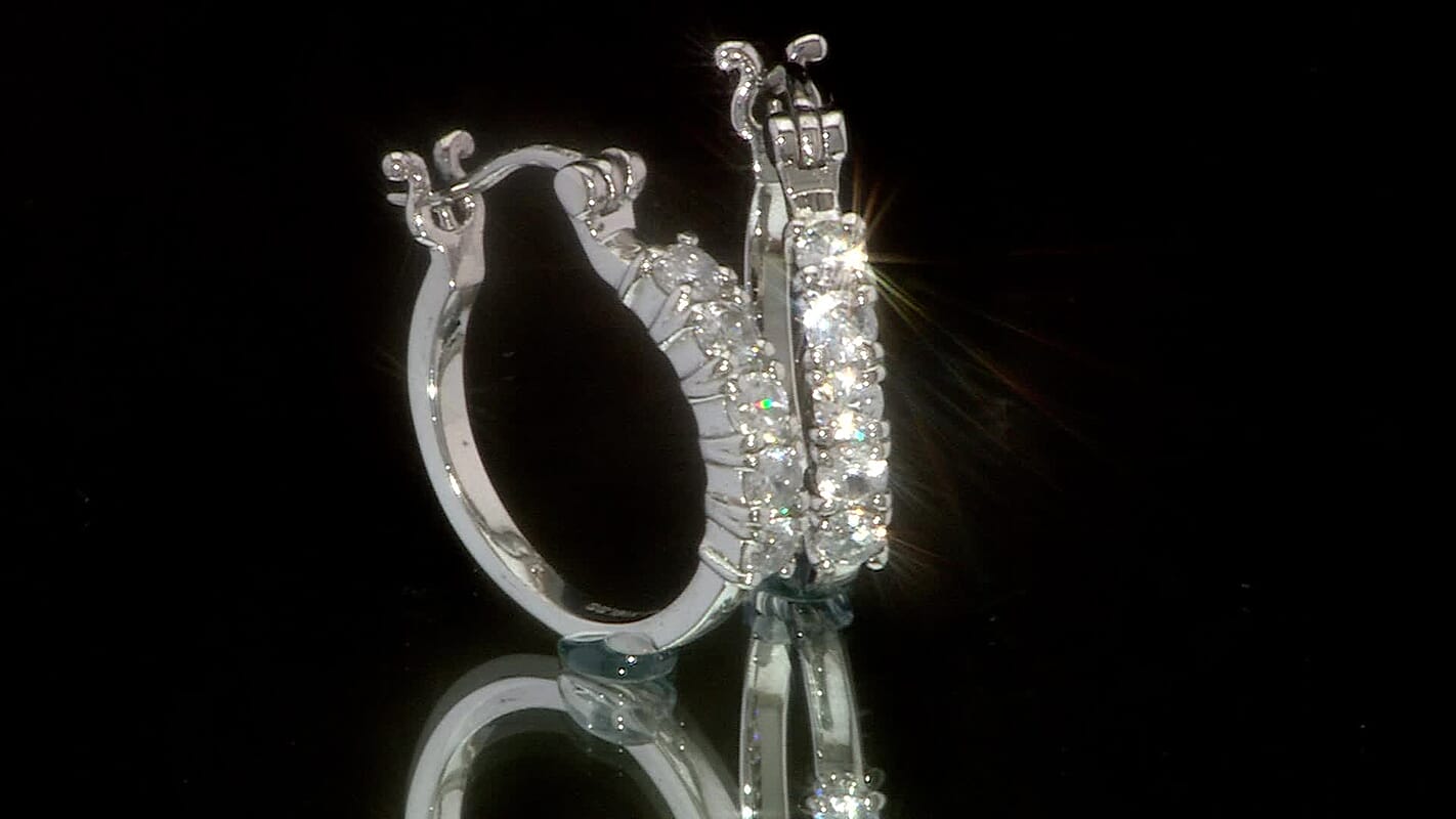 EverTrue White Zircon 1.75 ctw Hoop Earrings in Stainless Steel