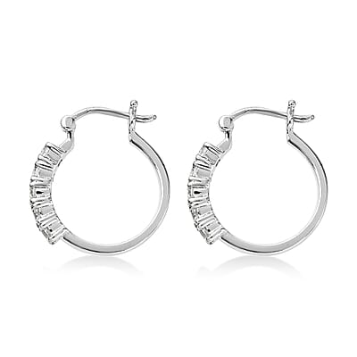 EverTrue White Zircon 1.75 ctw Hoop Earrings in Stainless Steel