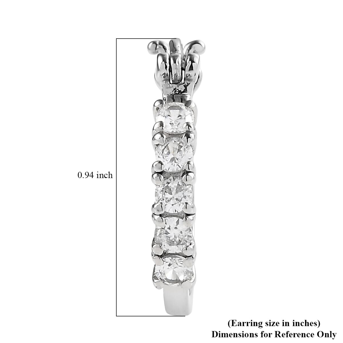 EverTrue White Zircon 1.75 ctw Hoop Earrings in Stainless Steel image number 4