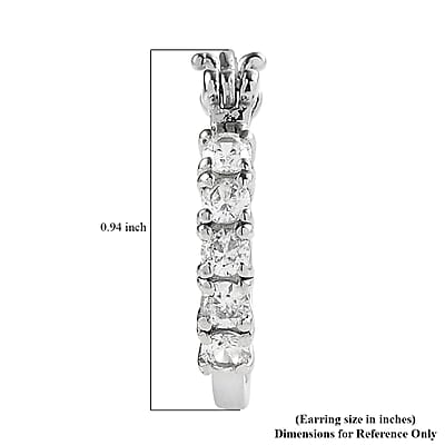 EverTrue White Zircon 1.75 ctw Hoop Earrings in Stainless Steel