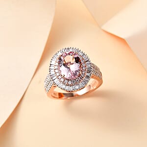 Certified Iliana AAA Pink Morganite, Natural Pink and White Diamond Ring in 18K Rose Gold 2.67 ctw (Size 7.0)