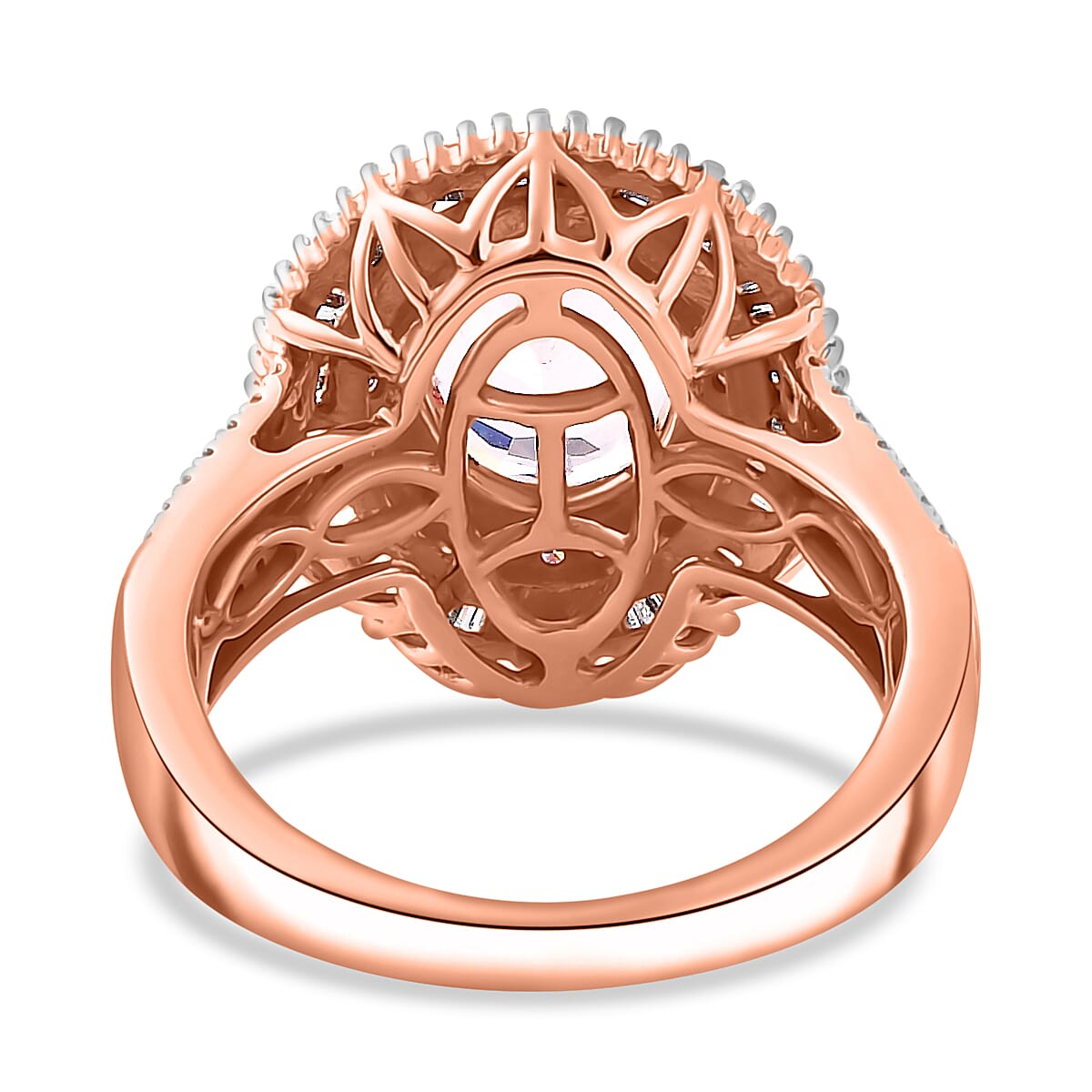 Certified & Appraised Iliana AAA Pink Morganite, SI Natural Pink and White Diamond 2.67 ctw Ring in 18K Rose Gold (Size 7.0) 6.20 Grams image number 4