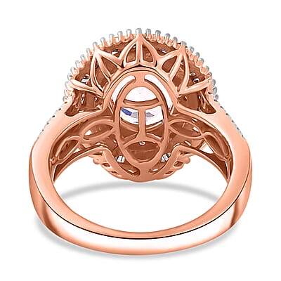 Certified and Appraised Iliana AAA Pink Morganite, Natural Pink and White Diamond Ring in 18K Rose Gold 2.67 ctw (Size 7.0)