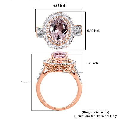 Certified and Appraised Iliana AAA Pink Morganite, Natural Pink and White Diamond Ring in 18K Rose Gold 2.67 ctw (Size 7.0)