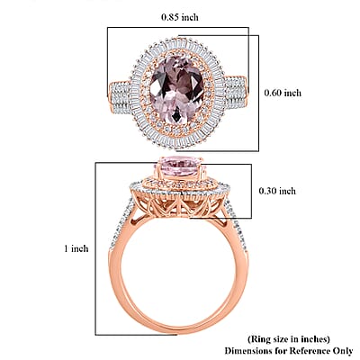 Certified and Appraised Iliana AAA Pink Morganite, Natural Pink and White Diamond Ring in 18K Rose Gold 2.67 ctw (Size 9.0)
