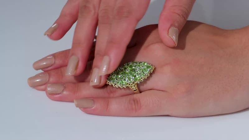 Peridot, White Zircon Cluster Ring in 18K Vermeil YG and Rhodium Over Sterling Silver (Size 10.0) 5.60 ctw