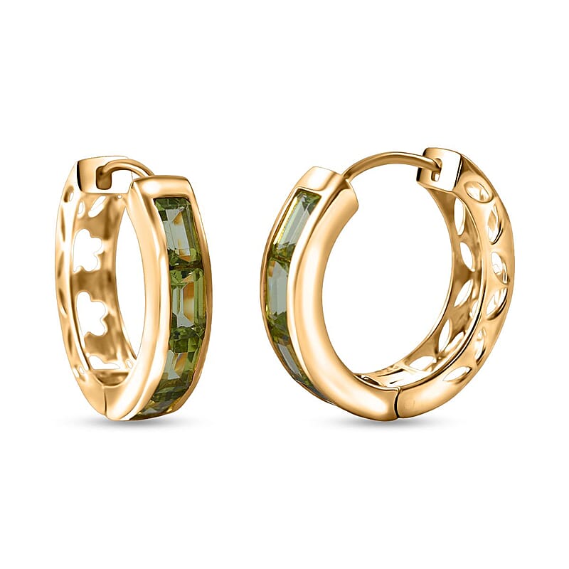 Premium Hebei Peridot 4.75 ctw Hoop Earrings in Vermeil Yellow Gold Over Sterling Silver