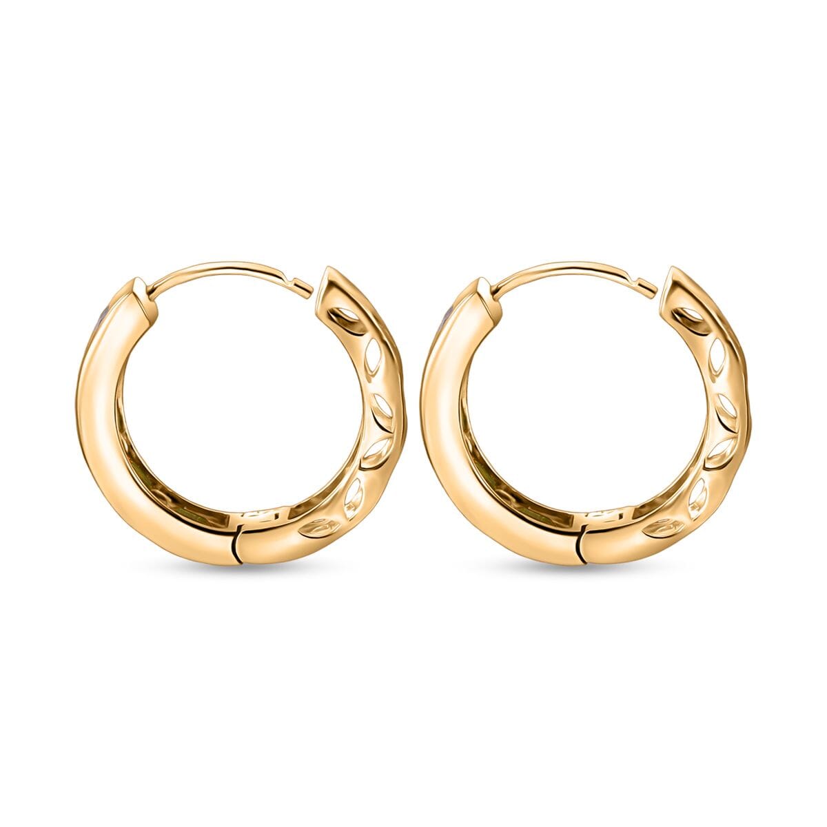 Premium Hebei Peridot 4.75 ctw Hoop Earrings in Vermeil Yellow Gold Over Sterling Silver image number 2