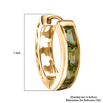 Premium Hebei Peridot 4.75 ctw Hoop Earrings in Vermeil Yellow Gold Over Sterling Silver