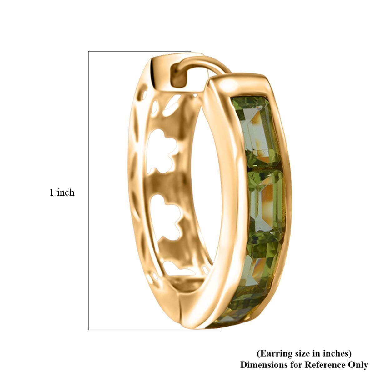Premium Hebei Peridot 4.75 ctw Hoop Earrings in Vermeil Yellow Gold Over Sterling Silver image number 4