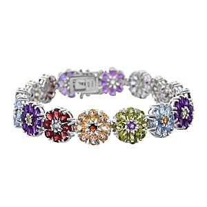 Premium Peridot 22.13 ctw Bracelet in Rhodium Over Sterling Silver (7.5 In) (20.62 g)