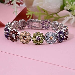 Premium Peridot 22.13 ctw Bracelet in Rhodium Over Sterling Silver (7.5 In) (20.62 g)