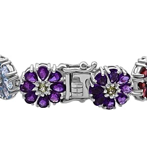 Premium Peridot 22.13 ctw Bracelet in Rhodium Over Sterling Silver (7.5 In) (20.62 g)