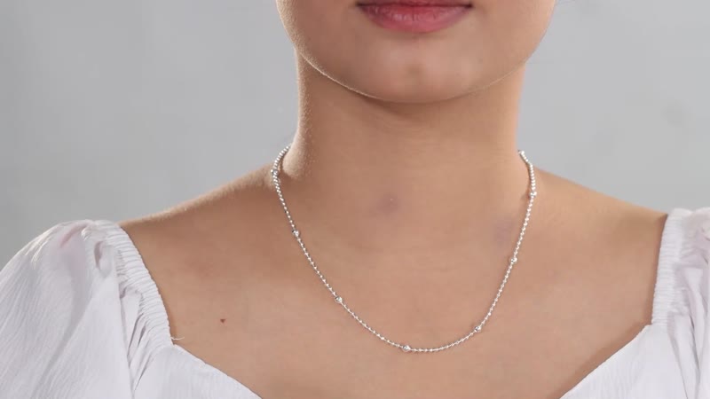 Station Chain Necklace in Sterling Silver 6.50 Grams 20 Inches