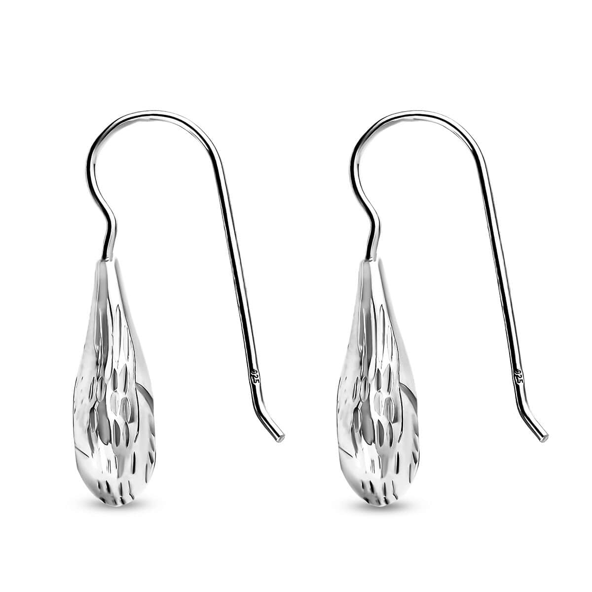 Organic Shape Teardrop Earrings in Sterling Silver 2.50 Grams image number 3